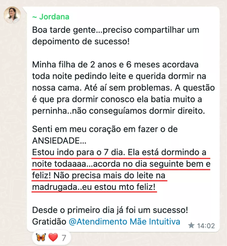 Depoimento: Regulação do sono e desmame em 7 dias