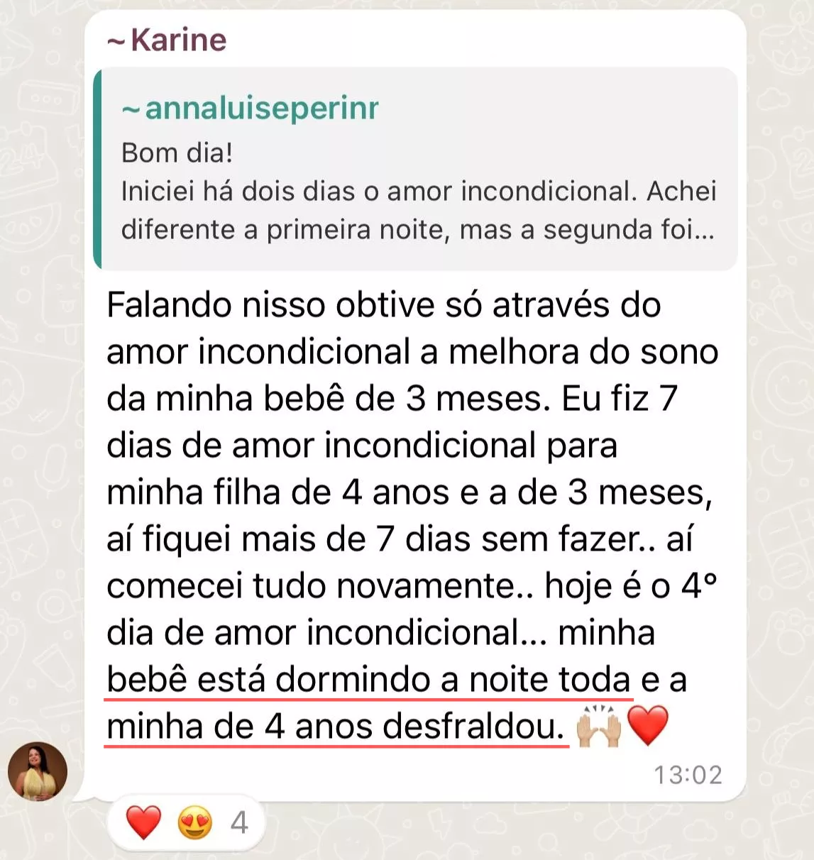 Depoimento: Noite tranquila de uma e desfralde da outra